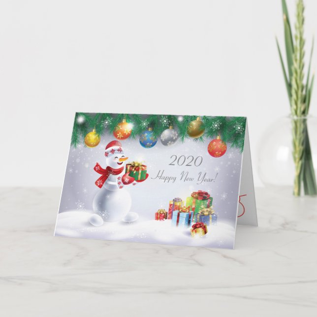 Cartão feliz ano novo 2024! Feriado de inverno Festivo (Frente)