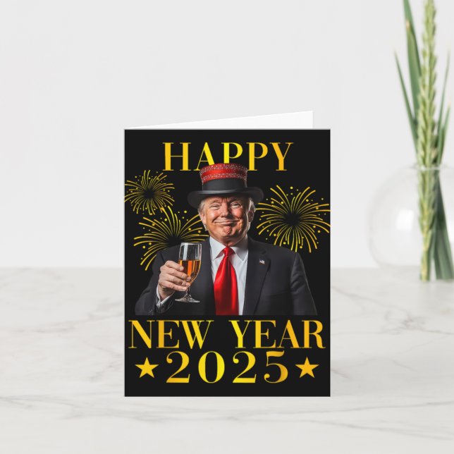 Cartão Feliz ano novo 2025 Engraçado Trump Ano Novo Ameri (Frente)