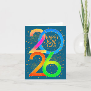 Cartão Feliz Ano Novo 2026 Cor P Véspera de Ano Novo Home