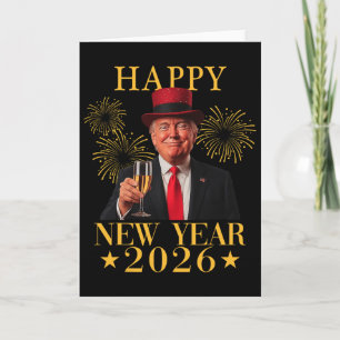 Cartão Feliz Ano Novo 2026 Engraçado Presidente Trump Fog