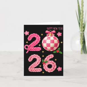 Cartão Feliz Ano Novo 2026 Família Crochê Combinando Home