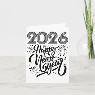 Cartão Feliz Ano Novo 2026 Fogos de Artifício