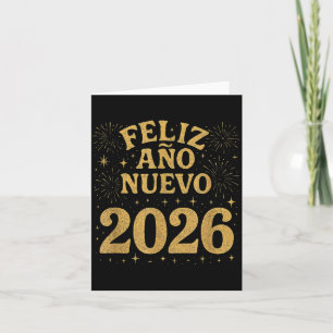 Cartão Feliz Ano Novo 2026 Fogos de Artifício Espanhóis A
