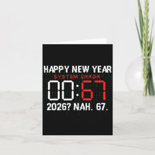 Cartão Feliz Ano Novo 2026 Humor Relógio 6 7 Sistema Meme