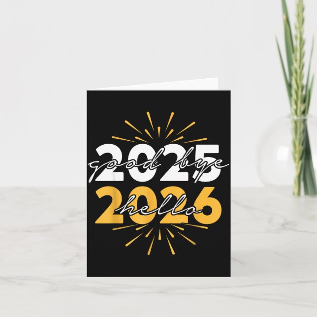 Cartão Feliz Ano Novo 2026 Tchau 2025 Olá 2026  (Frente)