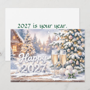 Cartão Feliz Ano Novo 2027 Celebração