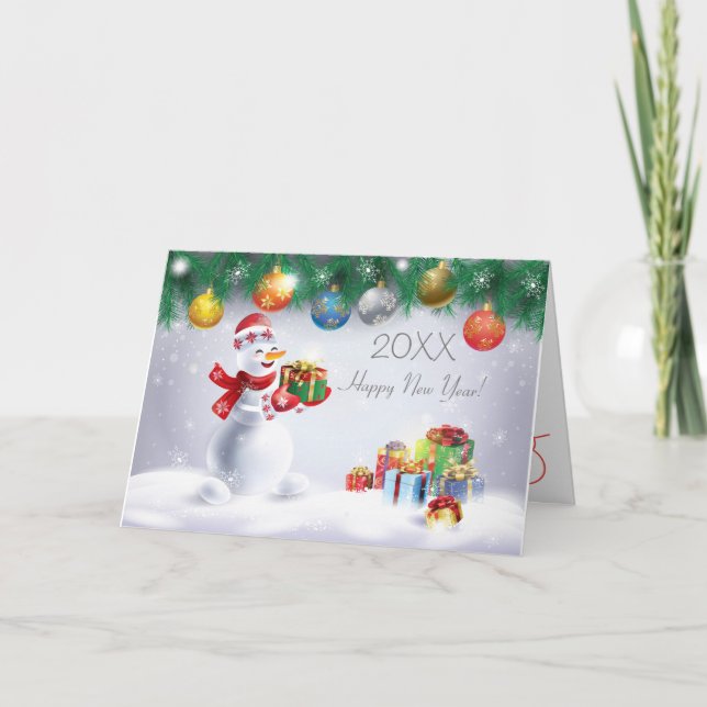 Cartão feliz ano novo 20XX! Feriado de inverno Festivo (Frente)