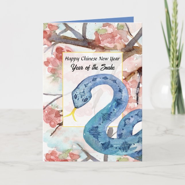 Cartão Feliz Ano Novo Chinês Da Cobra (Frente)