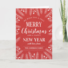 Cartão Feliz ano novo de Natal de Feliz Vermelho Personal