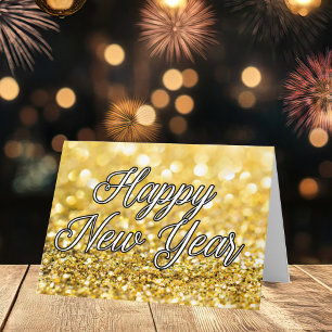 Cartão feliz ano novo Dourado Glitter Custom Company 2022