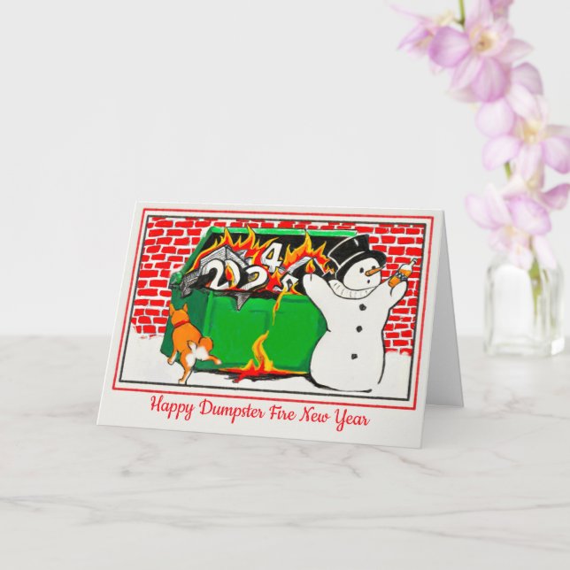 Cartão Feliz Ano Novo Fogo de Lixeira (Orquídea)