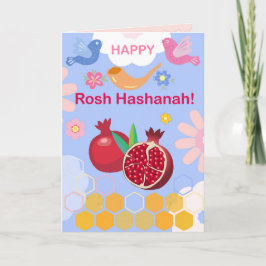 Cartão Feliz Ano Novo Judaico Rosh Hashanah Padrão Floral