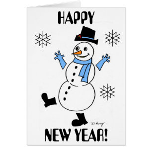 Cartão "FELIZ ANO NOVO" Snowman