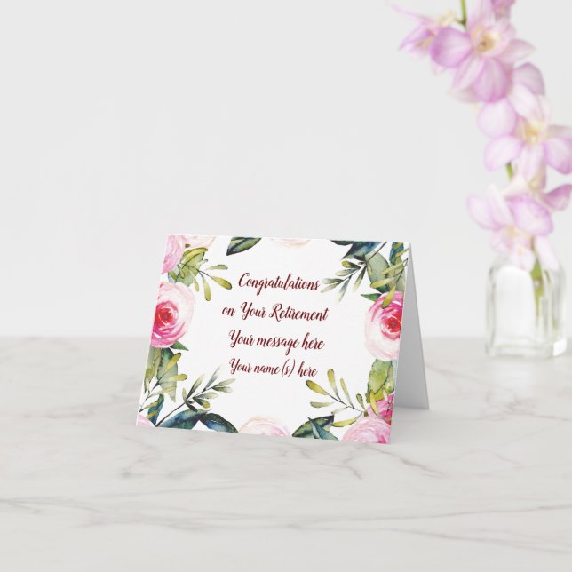 Cartão Feliz Aposentadoria Parabéns Flores Letra Cursiva (Orquídea)