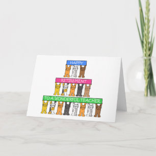 Cartão Feliz Aposentadoria Professor Desenho Animado Gato