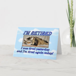 Cartão Feliz Aposentadoria Saindo do trabalho Gato Dormin