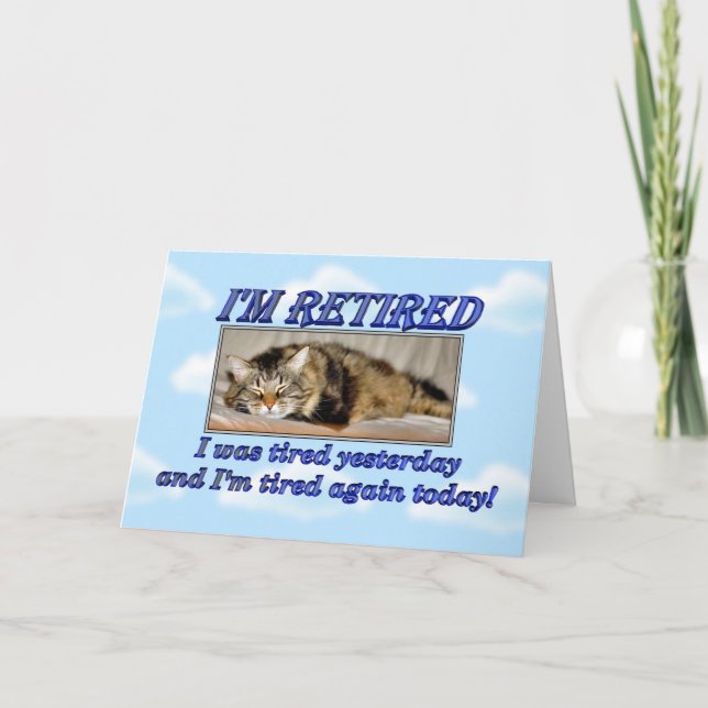 Cartão Feliz Aposentadoria Saindo do trabalho Gato Dormin (Frente)