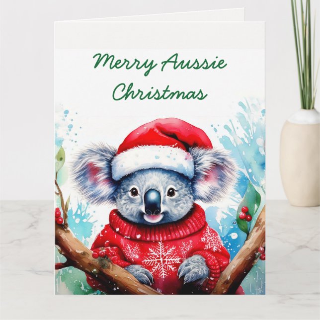 Cartão Feliz Aussie Christmas Koala (Frente)