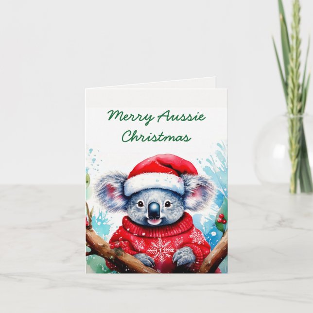 Cartão Feliz Aussie Christmas Koala (Frente)