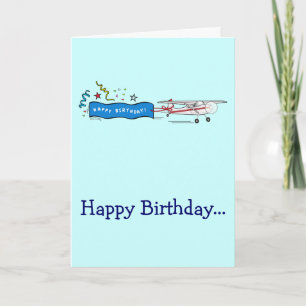 Cartão Feliz Avião de Aniversário com Gangue Completa Per