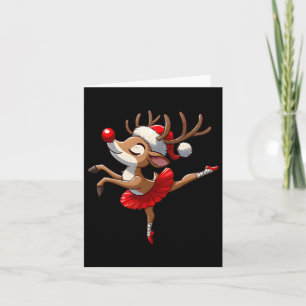 Cartão Feliz Balé de Natal Reindeer Dançando Balé Tea