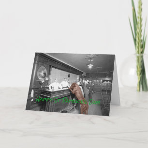 Cartão Feliz Bar de cães amigáveis 1900 Foto