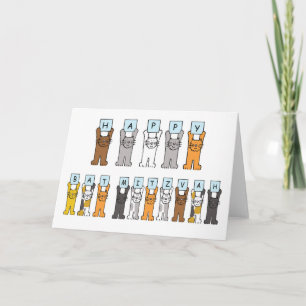 Cartão Feliz Bat Mitzvah Cartoon Cats