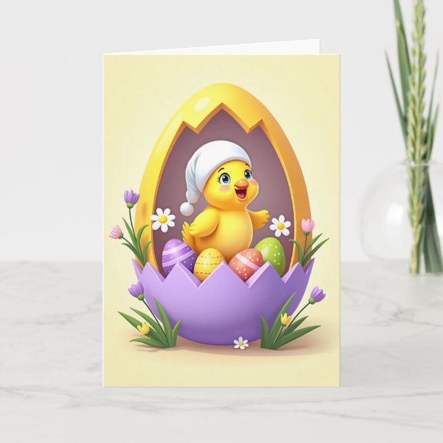 Cartão Feliz Bebê de Primavera (Frente)