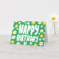 FELIZ BIRTHDAY Daisies Bble Letters CUSTOM Bday