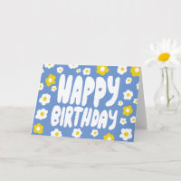 FELIZ BIRTHDAY Daisies Bble Letters CUSTOM Bday