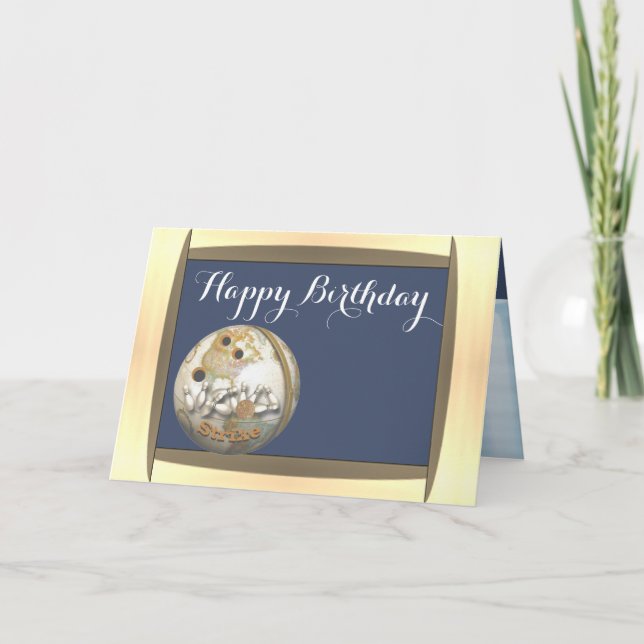 Cartão Feliz Boliche de aniversário (Frente)