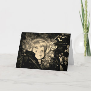 Cartão Feliz boneca de Halloween Cabeça em Sepia