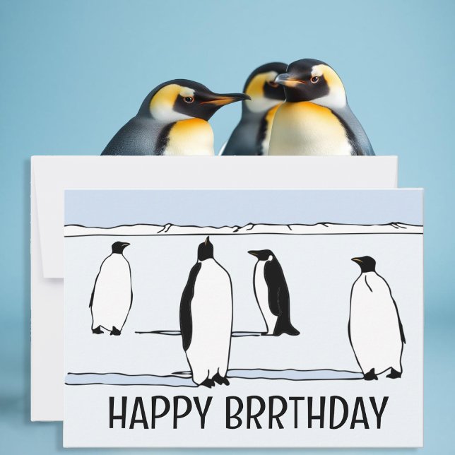 Cartão Feliz BRRthday Penguin Winter Birthday Legal (Criador carregado)