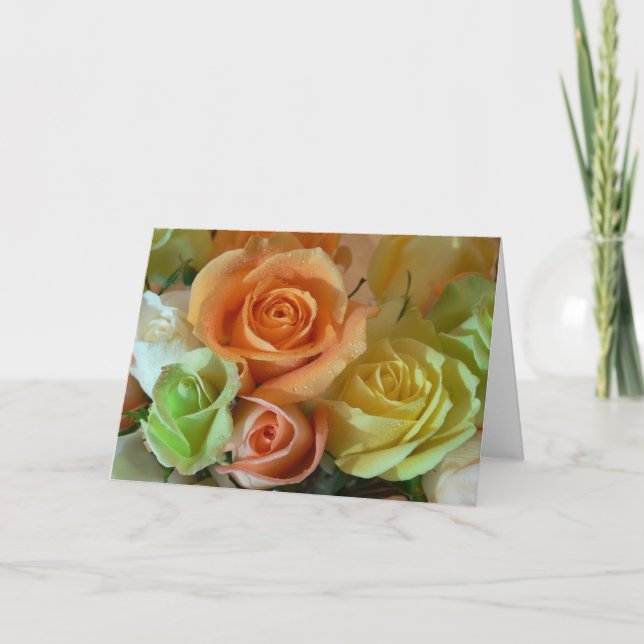 Cartão Feliz Buquê de aniversário de Rosas (Frente)