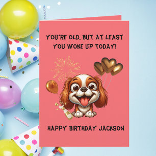 Cartão Feliz Cachorro Simples Saudação de Aniversário