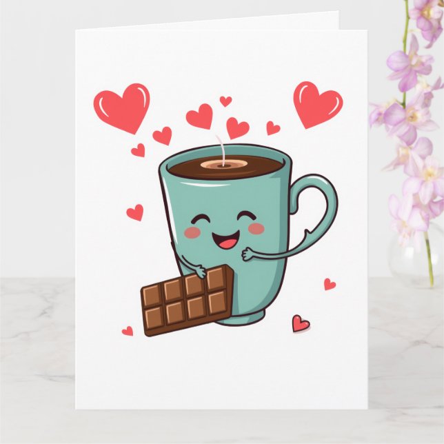 Cartão Feliz Café & Chocolate – Valentim Fofo (Orquídea)
