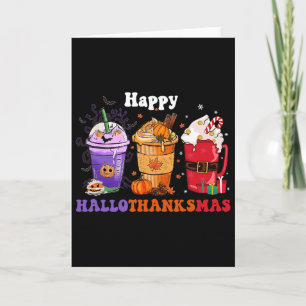 Cartão Feliz Café Hallothanksmas Halloween Dia de Ação de