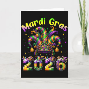 Cartão Feliz Carnaval Mardi Gras 2026 Nova Orleans Famíli