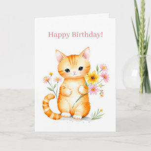 Cartão Feliz Cartoon Gatinho Gatinho Feliz Aniversário