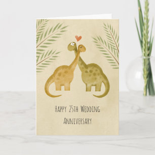 Cartão Feliz Casal de Casamento de 25 Dinossauros