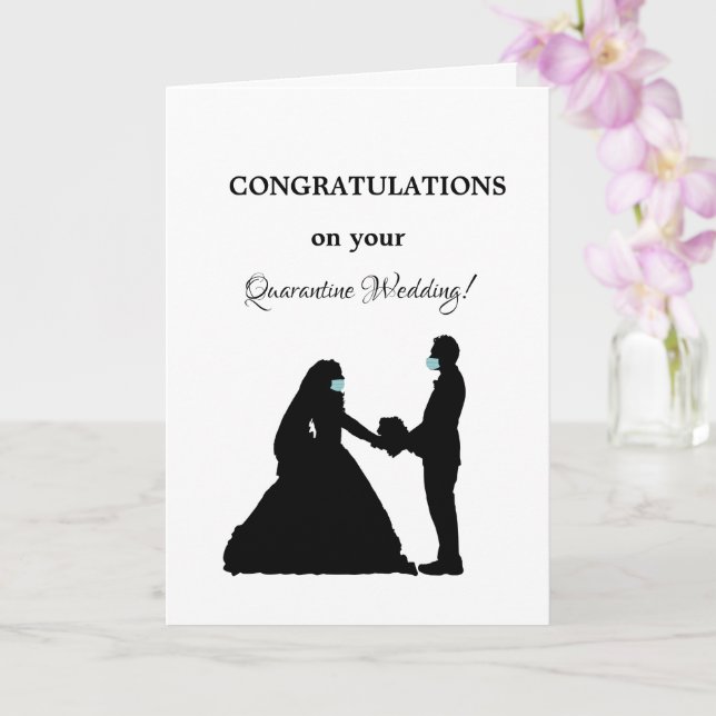 Cartão feliz casamento de quarentena casado casal com más (Orquídea)