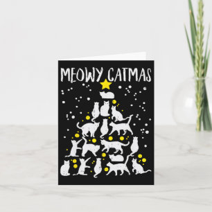 Cartão Feliz Catma Meia Árvore de Natal Cristo de Gato