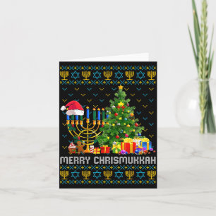 Cartão Feliz Chrismukkah Feliz Hanukkah Família de Suéter