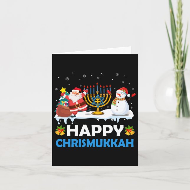 Cartão Feliz Chrismukkah Hanukkah Divertimento Feliz Jude (Frente)