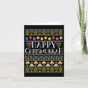 Cartão Feliz Chrismukkah Hanukkah Tema de Natal Feio