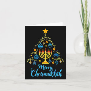 Cartão Feliz Chrismukkah Menorah Árvore de Natal Chanukah