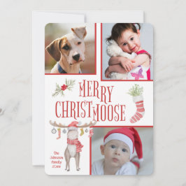 Cartão Feliz "Christmoose" Três Fotografias Natal