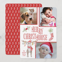 Cartão Feliz "Christmoose" Três Fotografias Natal