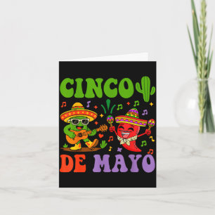 Cartão Feliz cinco de maio cacto mexicano e pimenta