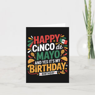 Cartão Feliz Cinco De Mayo Aniversário Tacos Homens Mulhe